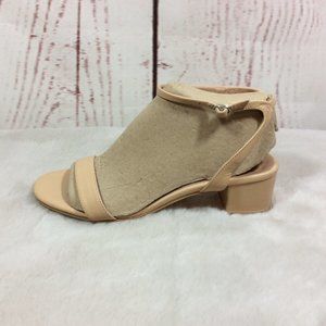 J. Jill Ariane Block Heel Leather Sandals Beige Ankle Strap Shoes Size 11
